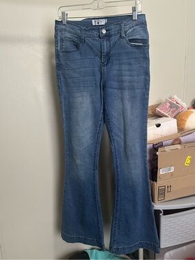 Crazy Train High Waisted Light Medium Wash Flared Denim Jeans size 5/27